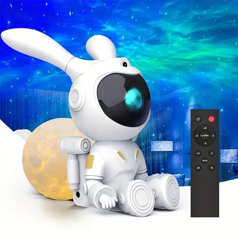 Bunny Moon Galaxy Projector - Astronaut Projector Galaxy Starry Sky LED Night Light Ocean Star LED Lamp Remote - Piachoi Store