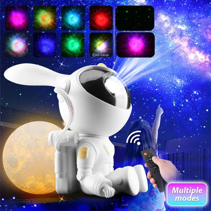 Bunny Moon Galaxy Projector - Astronaut Projector Galaxy Starry Sky LED Night Light Ocean Star LED Lamp Remote - Piachoi Store