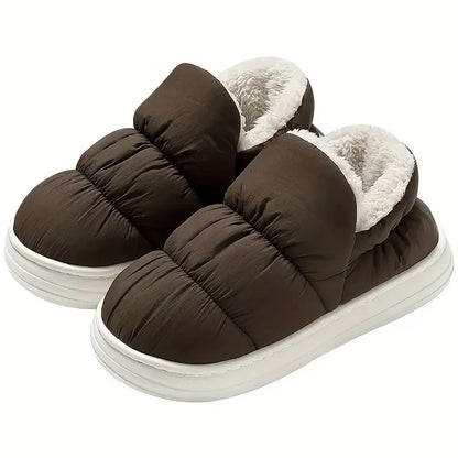 Warm Puffer Slippers for Winter – Soft Sherpa Lined Indoor Slippers