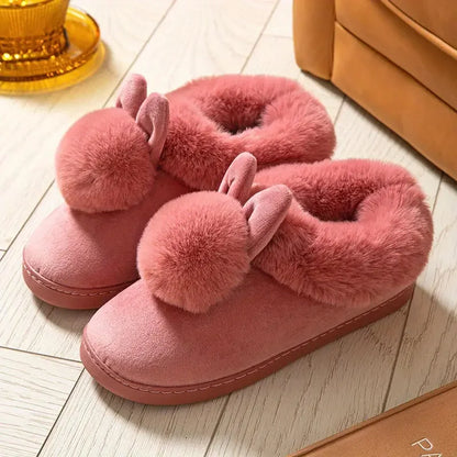 Adorable Bunny Ears Plush Slippers