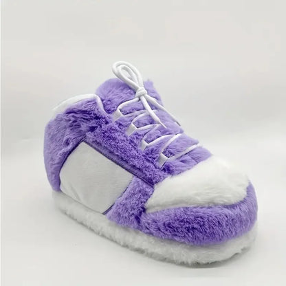 Plush Sneaker Slippers for Women & Men - Ultra Soft Fluffy House Shoes