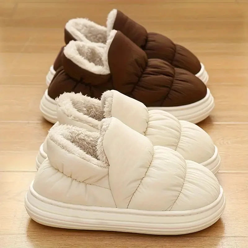 Warm Puffer Slippers for Winter – Soft Sherpa Lined Indoor Slippers