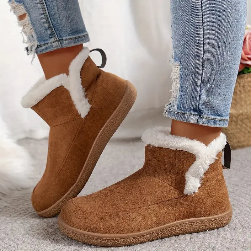 Women's Fuzzy Lined Ankle Boots - Comfortable, Stylish, Perfect for Cold Weather