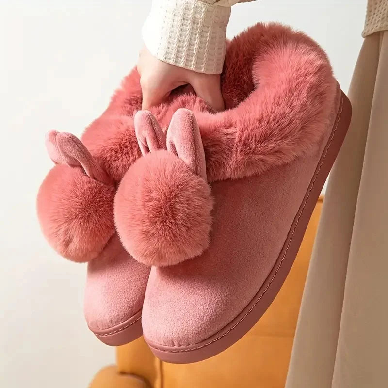 Adorable Bunny Ears Plush Slippers