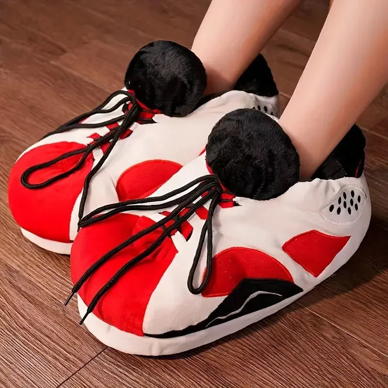 Basketball Cozy Sneaker-Style Plush Slippers Unisex