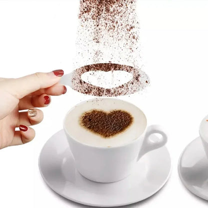 (16pcs) Coffee Decorating Stencils - Plastic Mesh Powder Shaker - Piachoi Store