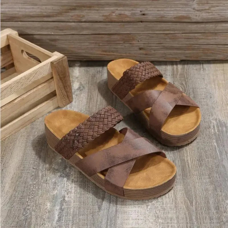 Vintage Low Heel Espadrille Slide Sandals - Trendy and Comfy Woven Sandals