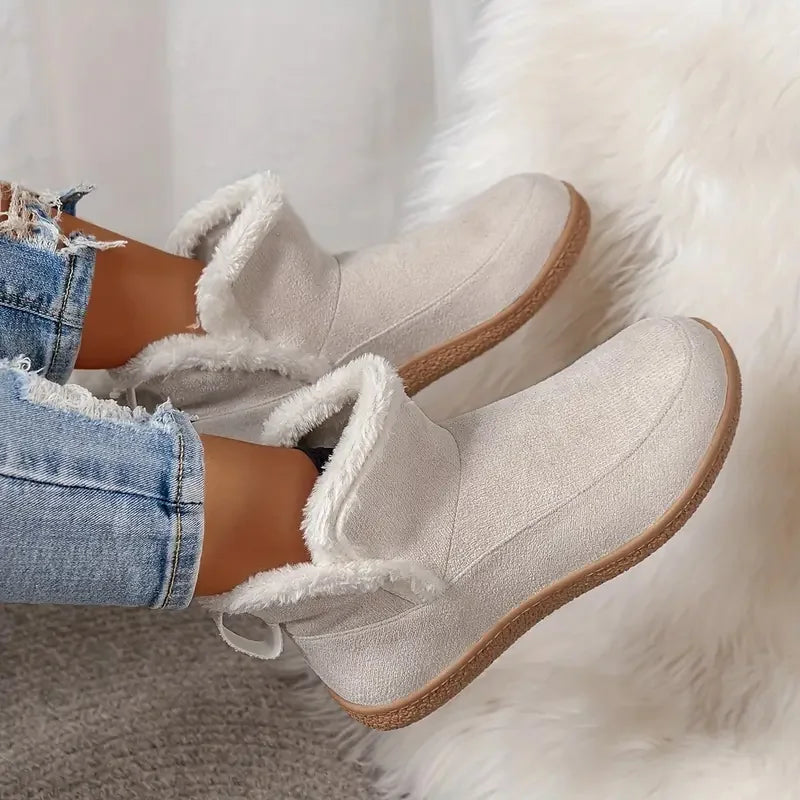 Women's Fuzzy Lined Ankle Boots - Comfortable, Stylish, Perfect for Cold Weather