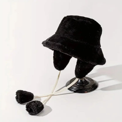 Faux Fur Bucket Hat with Ear Flaps