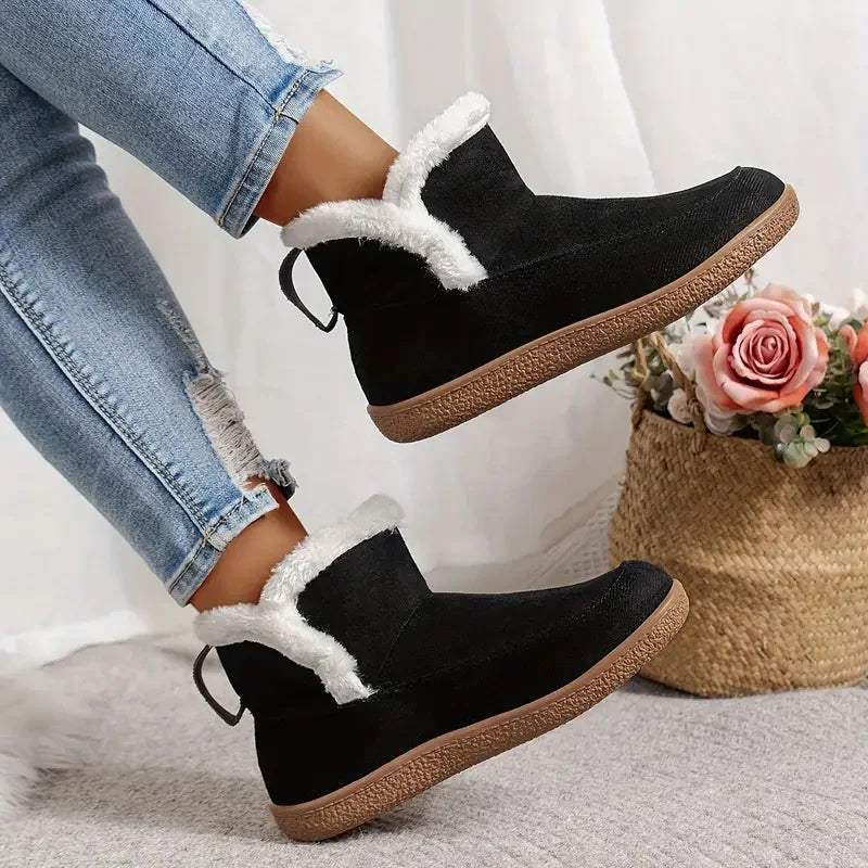 Women's Fuzzy Lined Ankle Boots - Comfortable, Stylish, Perfect for Cold Weather