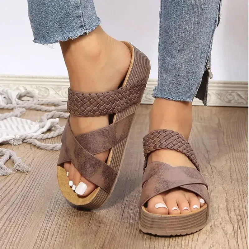 Vintage Low Heel Espadrille Slide Sandals - Trendy and Comfy Woven Sandals