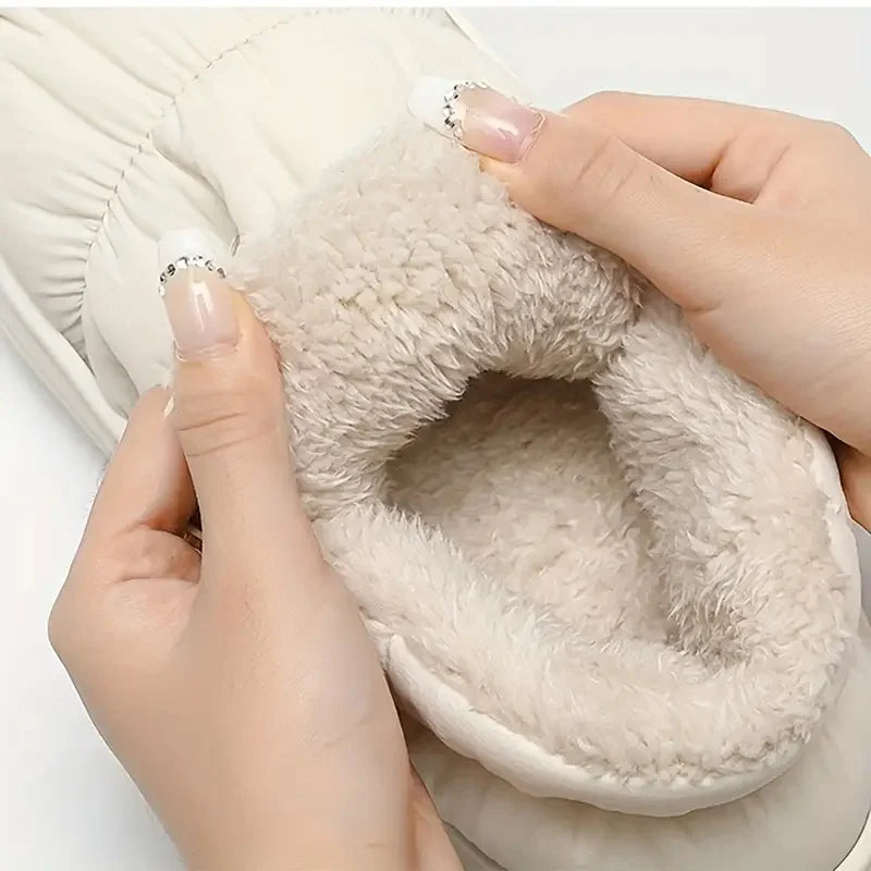 Warm Puffer Slippers for Winter – Soft Sherpa Lined Indoor Slippers