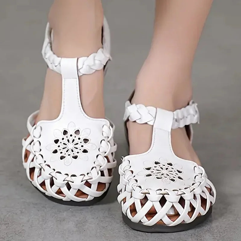 Blooming Beautiful Floral Flat Sandals - Comfortable Ankle Strap Sandals - Piachoi Store