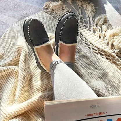 Fleece-Lined Moccasin Slippers for Women