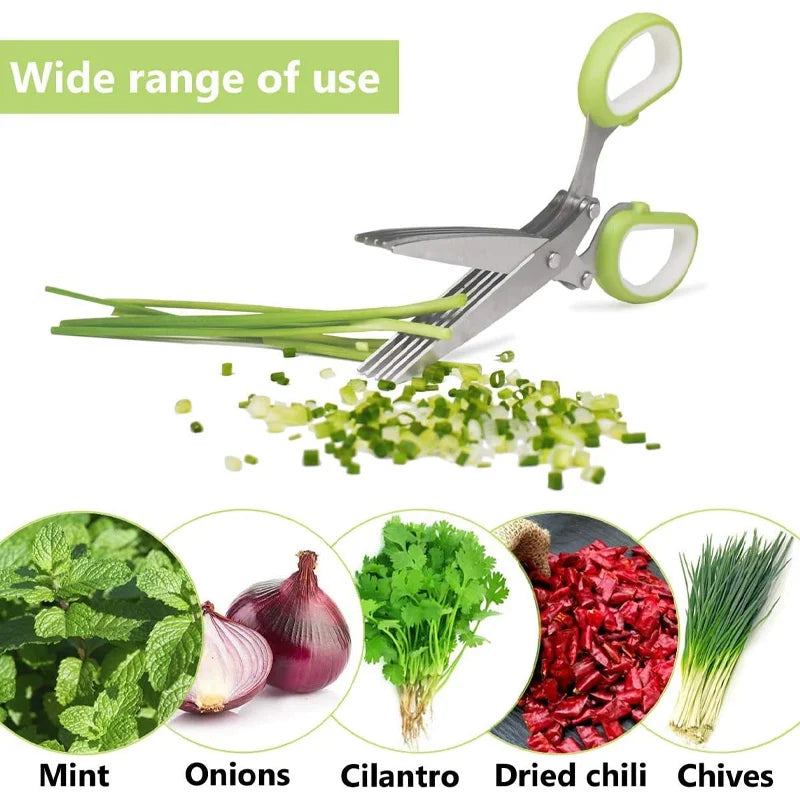 Multipurpose 5 Blade Kitchen Salad Herb Scissors - Piachoi Store