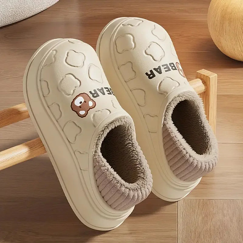 Bear-Themed Cozy Slip-On Slippers