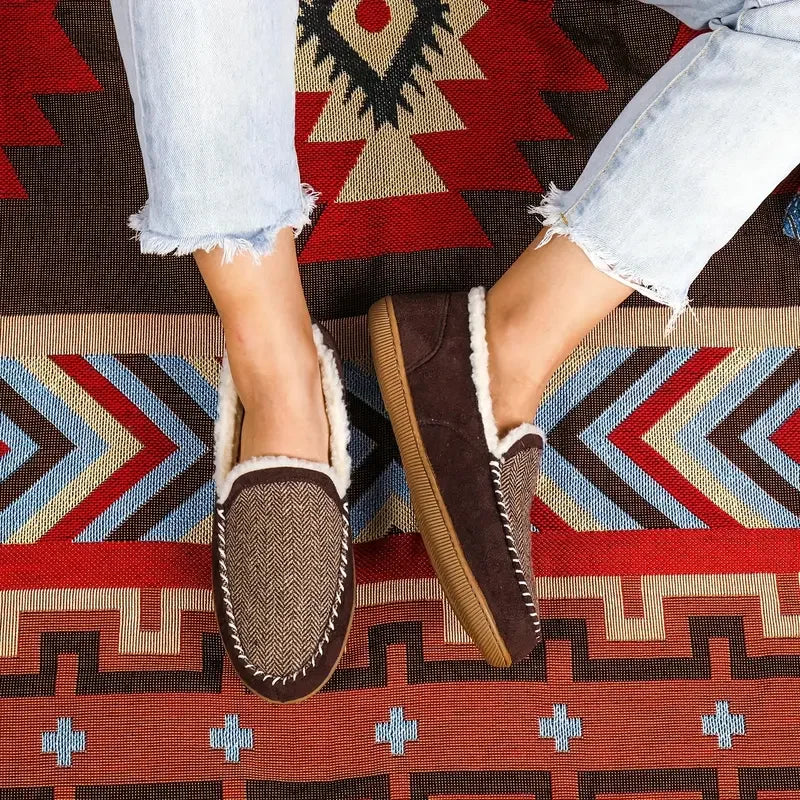 Fleece-Lined Moccasin Slippers for Women