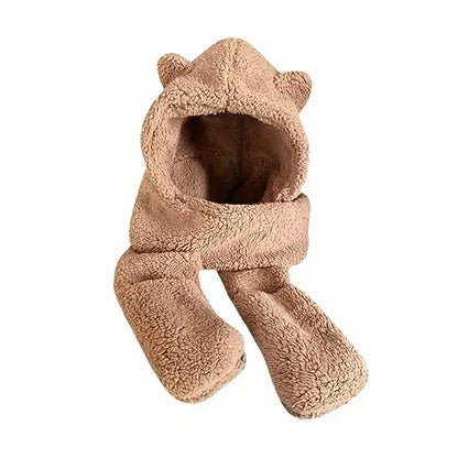 Soft Plush Bear Hat, Scarf, Gloves Combo