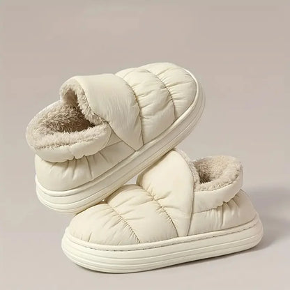 Warm Puffer Slippers for Winter – Soft Sherpa Lined Indoor Slippers