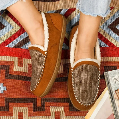 Fleece-Lined Moccasin Slippers for Women