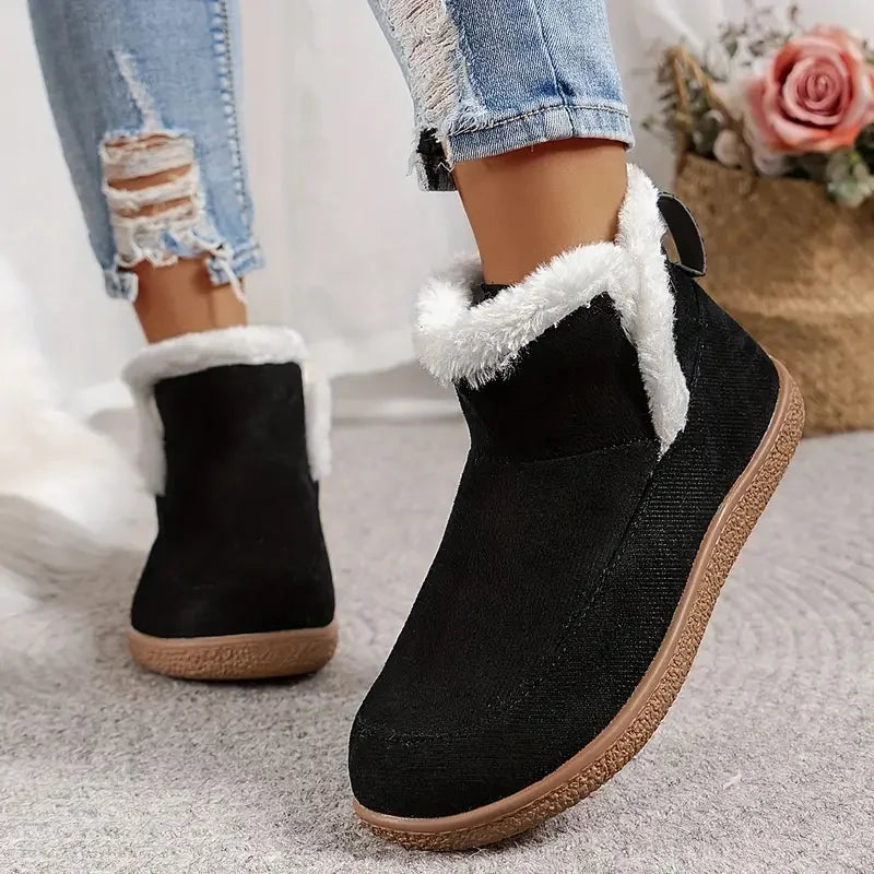 Women's Fuzzy Lined Ankle Boots - Comfortable, Stylish, Perfect for Cold Weather