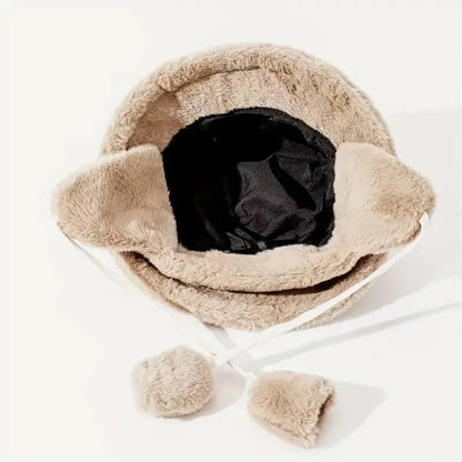 Faux Fur Bucket Hat with Ear Flaps