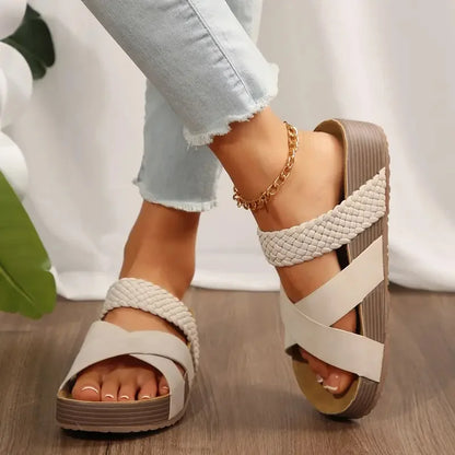 Vintage Low Heel Espadrille Slide Sandals - Trendy and Comfy Woven Sandals