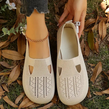 Women's Knitted Flat Shoes - Breathable Walking Shoes - Piachoi Store