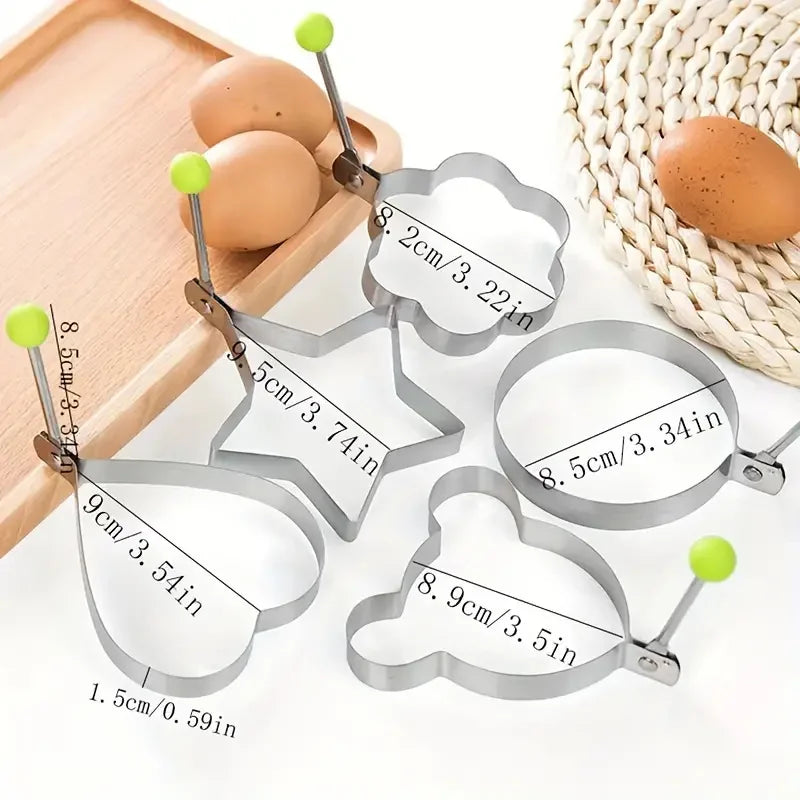 (5Pcs) Stainless Steel Fried Egg Pancake Shaper Omelette Mold - Frying Egg Cooking Tools - Piachoi Store