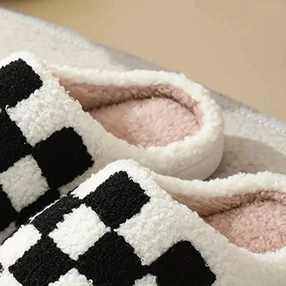 Cozy & Warm Winter Checkered Plush Home Slippers - Piachoi Store