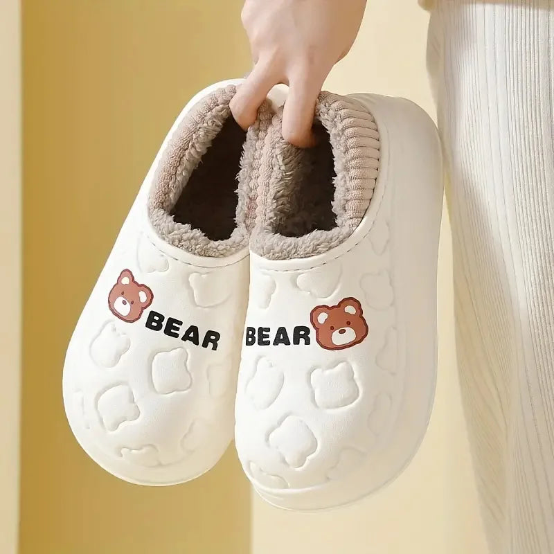 Bear-Themed Cozy Slip-On Slippers