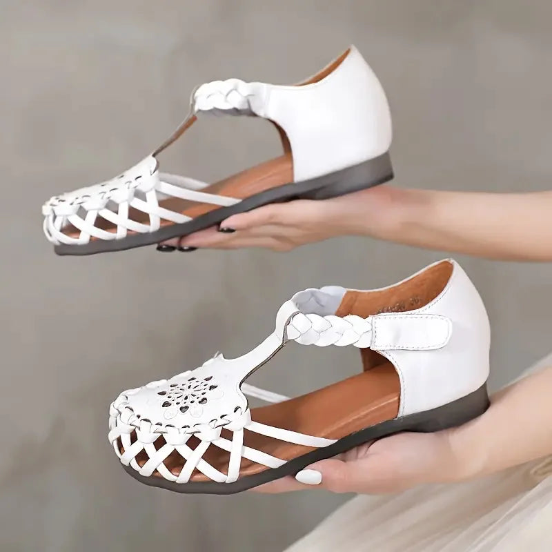 Blooming Beautiful Floral Flat Sandals - Comfortable Ankle Strap Sandals - Piachoi Store