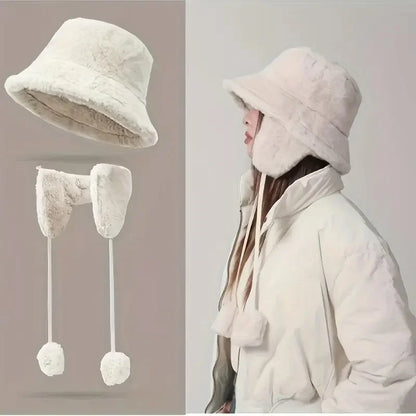 Faux Fur Bucket Hat with Ear Flaps