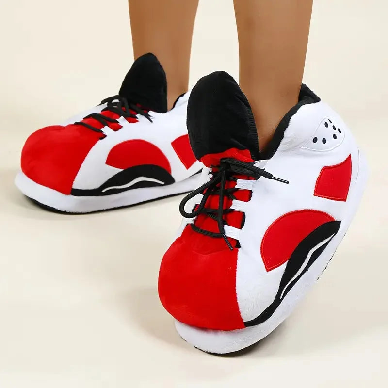 Basketball Cozy Sneaker-Style Plush Slippers Unisex