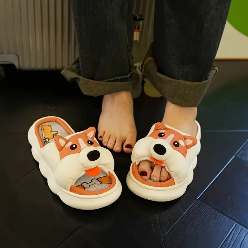 Corgi Plush Comfort Slippers – Step into Cuteness & Cozy Bliss