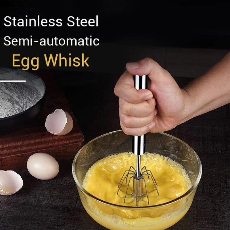 12inch Semi-Automatic Egg Whisk - Stainless Steel Hand Push Rotary Whisk Blender, Blender Mixer Whip - Piachoi Store