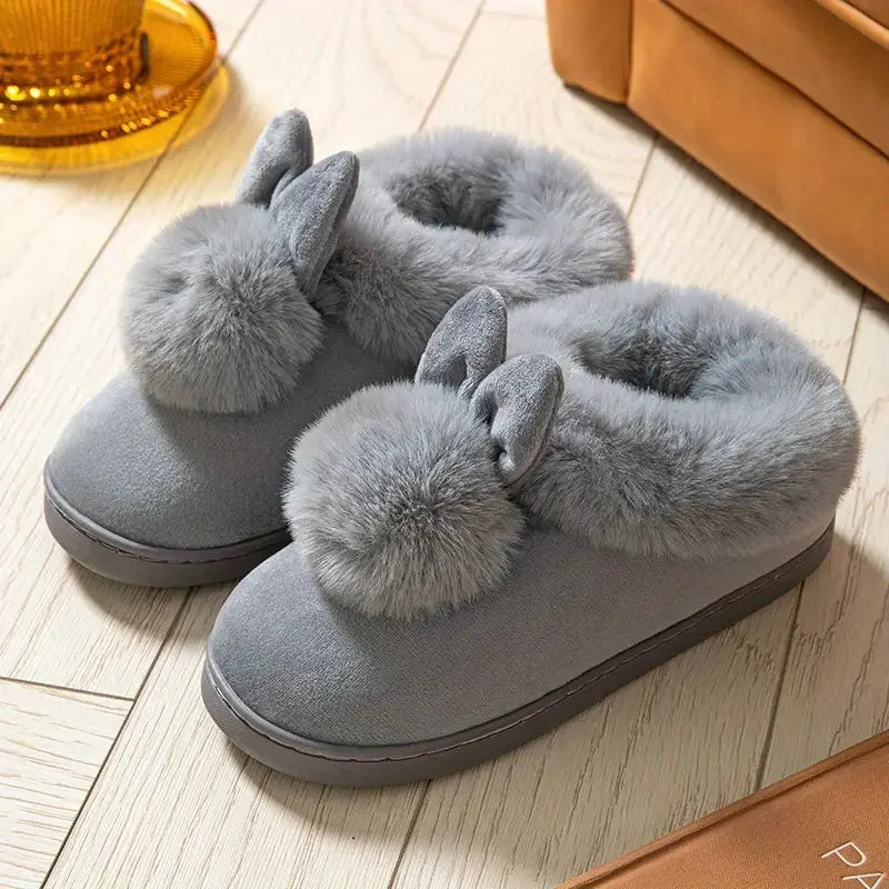 Adorable Bunny Ears Plush Slippers