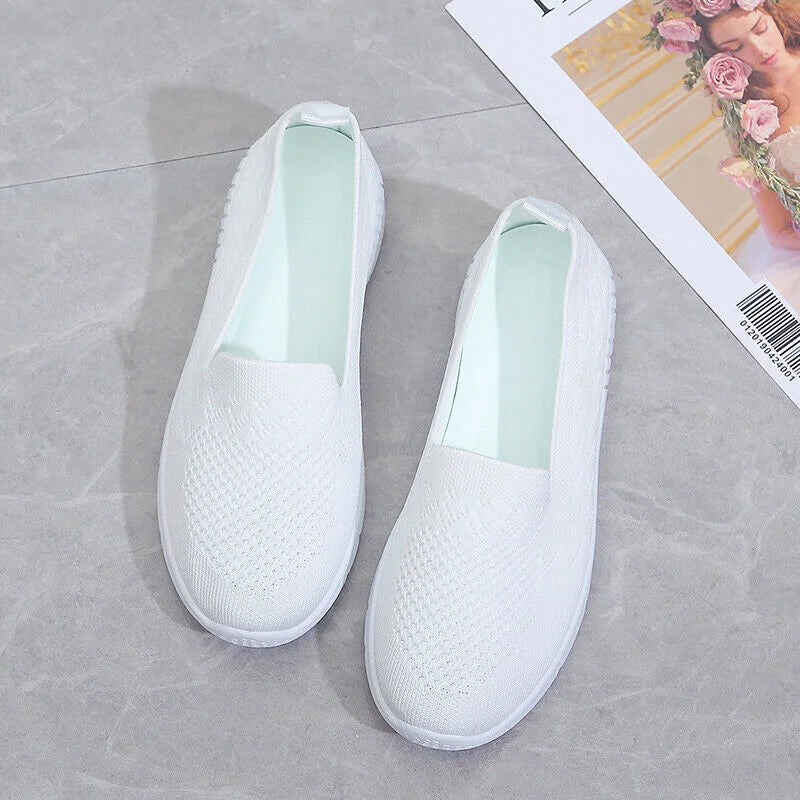 Slip on Casual Sneakers for Women - Flats Comfortable Knitted Loafers Lightweight Nurse Walking Sneakers - Piachoi Store