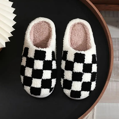 Cozy & Warm Winter Checkered Plush Home Slippers - Piachoi Store