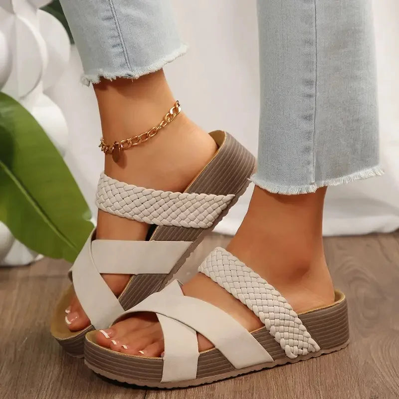 Vintage Low Heel Espadrille Slide Sandals - Trendy and Comfy Woven Sandals