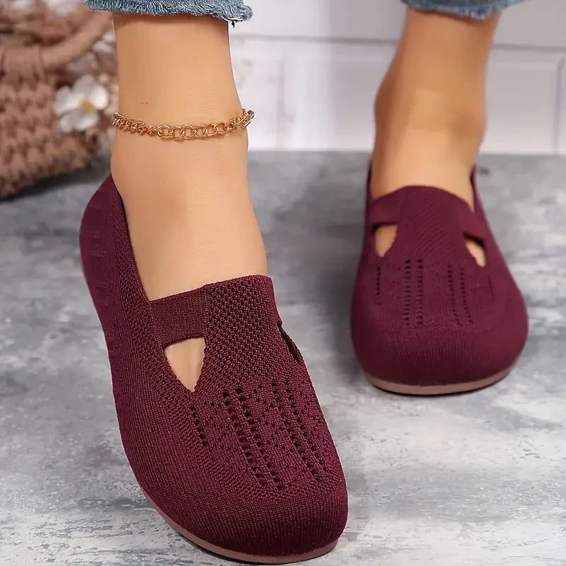 Women's Knitted Flat Shoes - Breathable Walking Shoes - Piachoi Store