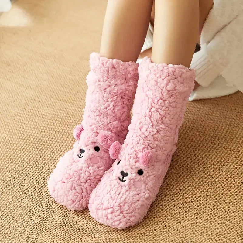 Cozy Critter Fleece Sock Slippers