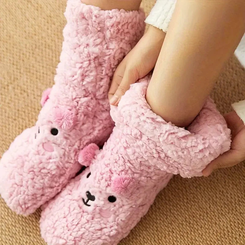 Cozy Critter Fleece Sock Slippers