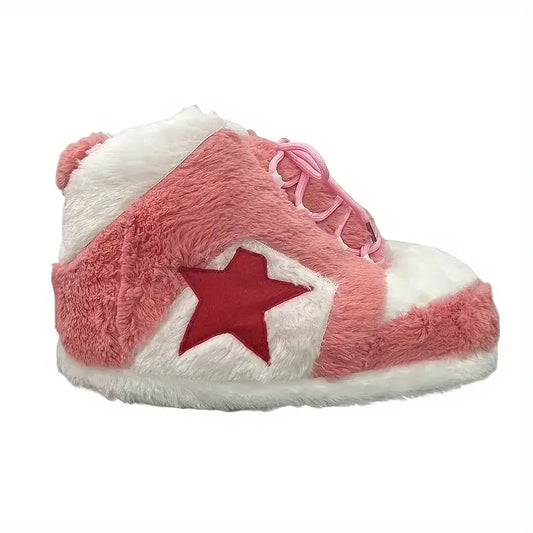 Cozy Plush Star Slippers Unisex – Ultra-Soft Fluffy House Shoes with Non-Slip Sole