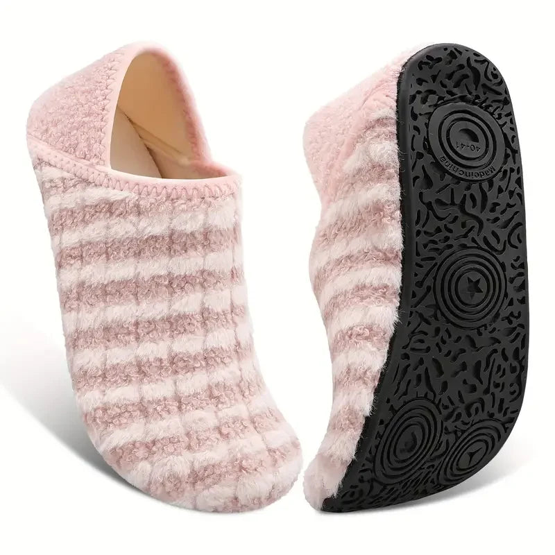 Heavenly Soft Cozy Home Plush Flat Sock Slippers