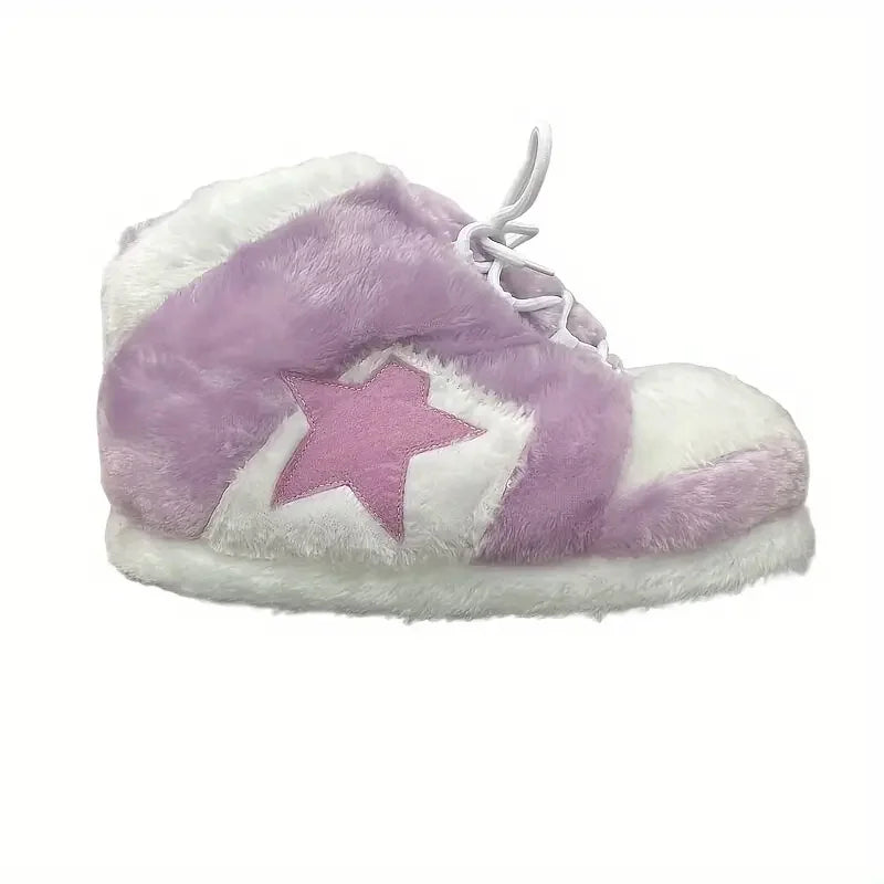 Cozy Plush Star Slippers Unisex – Ultra-Soft Fluffy House Shoes with Non-Slip Sole