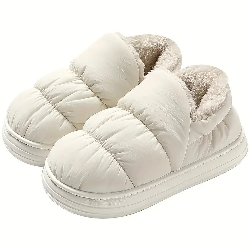 Warm Puffer Slippers for Winter – Soft Sherpa Lined Indoor Slippers